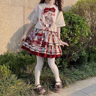 Print Tiered A-line Skirt