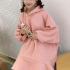 Long-sleeve Ruffle-hem Hoodie Dress