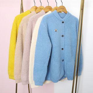 Textured Knit Jacket With Brooch
