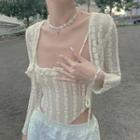 Set: Lace Camisole Top + Light Jacket
