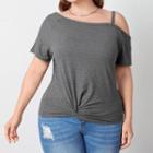 Plus Size Short-sleeve Cold Shoulder Twist Top