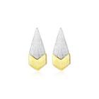 Sterling Silver Simple And Fashion Two-color Water Drop Stud Earrings Silver - One Size