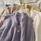 Eyelet Wave-edge Button-down Knit Vest In 13 Colors