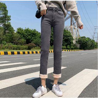 Fleece Lined Crop Jeans