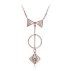 925 Sterling Silver Plated Rose Gold Bow Necklace With Austrian Element Crystal Rose Gold - One Size