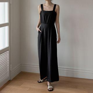 Sleeveless Wide-leg Overall Pants
