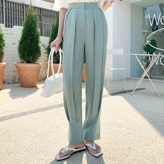 Slit-back Patched Pintuck Pants