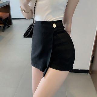 High-waist Asymmetric Mini Pencil Skort