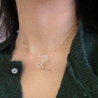 Faux Crystal Bow Pendant Choker As Shown In Figure - One Size