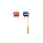 Fashion Cute Plated Gold Enamel Little Monster Tassel Asymmetrical Stud Earrings Golden - One Size