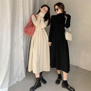 High-neck Knit Midi Dress