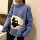 Mermaid Jacquard Sweater Blue - One Size