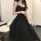Lace-trim Sleeveless A-line Dress