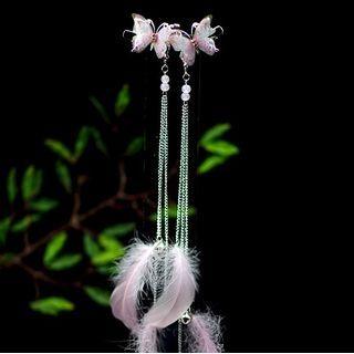 Butterfly & Feather Fringed Hair Clip