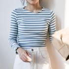 Striped Long Sleeve Ribbed Top