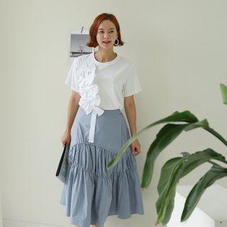 Ruched Long Cotton Skirt