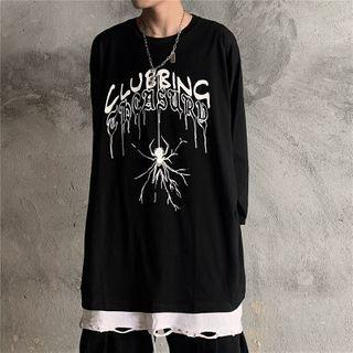 Long-sleeve Spider Print T-shirt