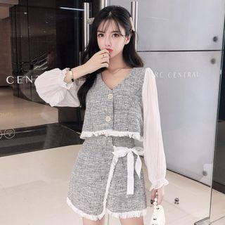 Set: Tweed Panel Jacket + Tweed Skort