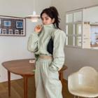High-neck Puff-shoulder Cropped Windbreaker