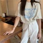 Short-sleeve Fruit T-shirt Gray - One Size