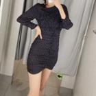 Long-sleeve Dotted Crinkled Dress