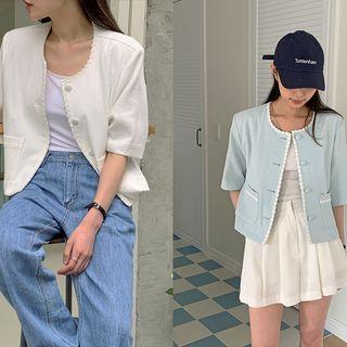 Lace-trim Boxy Jacket