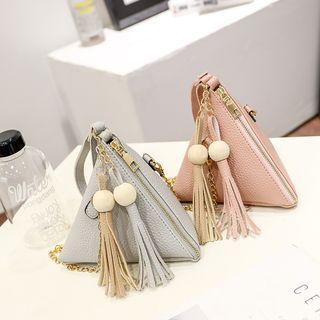 Pyramid-shaped Faux-leather Chain-strap Shoulder Bag
