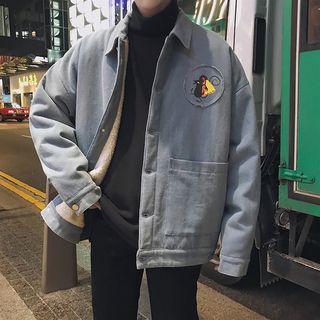 Patched Fleece Lining Denim Jacket