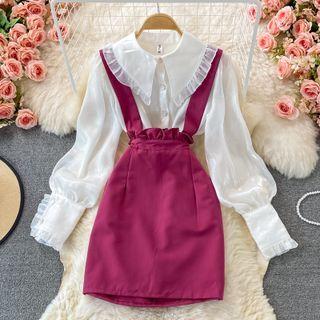 Set: Long Sleeve Shirt + Frilled Jumper Dress
