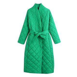 Tie-waist Quilted Midi Coat