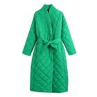 Tie-waist Quilted Midi Coat