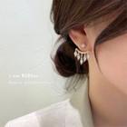 Rhinestone Fringe Ear Stud 1 Pair - 925 Silver Needle - Gold - One Size