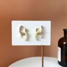 Letter C 925 Sterling Silver Ear Stud 1 Pair - Gold - One Size