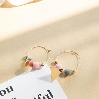 Geometric Pompom-accent Earrings