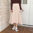 Plain Pleated Knit Midi Skirt