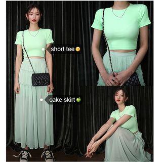 Short-sleeve Crop Top / Maxi A-line Skirt