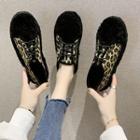 Leopard Print Furry Lace-up Shoes