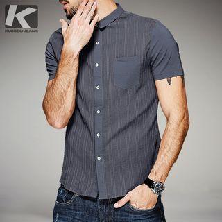 Pinstripe Panel Short-sleeve Shirt