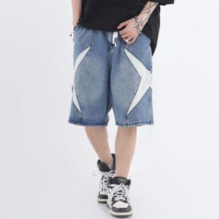 Applique Denim Loose Fit Shorts