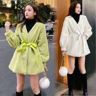 Faux Shearling Tie-waist Jacket