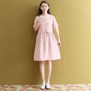 Print Panel Stand-collar Dress