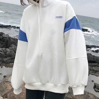 Lettering Crop Loose-fit Fleece Hoodie