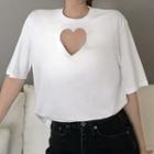 Elbow-sleeve Cutout T-shirt White - One Size