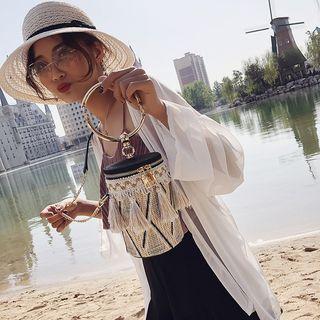 Tasseled Cylinder Crossbody Bag