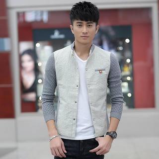 Knit Sleeve Snap-button Jacket