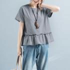 Ruffle Hem Short-sleeve T-shirt