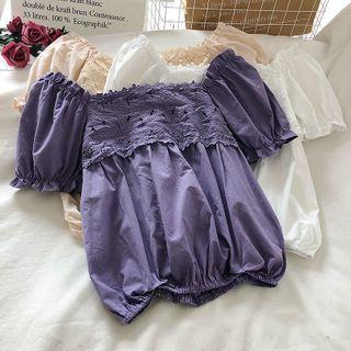 Off-shoulder Lace Panel Blouse