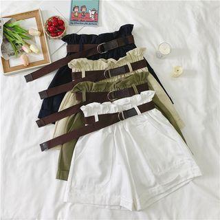 Ruffle Trim Plain Shorts