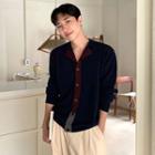 Long-sleeve Stand Collar Color Block Knit Jacket