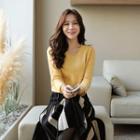 V-neck Wool Blend Knit Top In 10 Colors